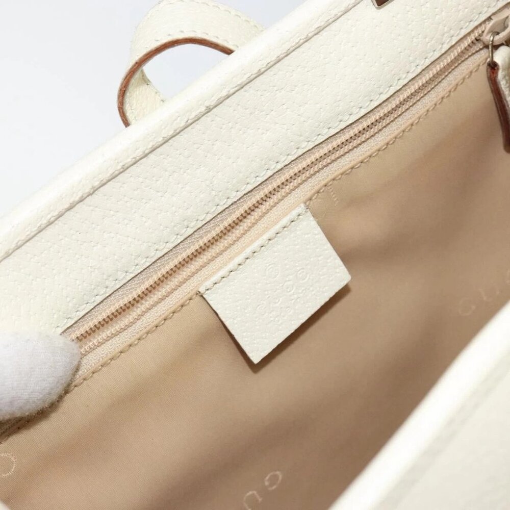 GUCCI Jackie Hand Bag Leather White Silver - Picture 14 of 16